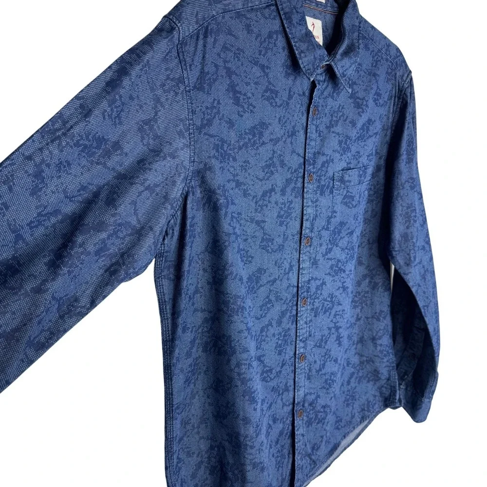 Indian Terrain Mens Sz Medium Slim Fit Vintage‎ Button Down Indigo Blue Shirt